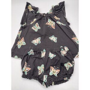 Tea Short Set Girls Toddler Size 3t Gray Butterflies‎ Set